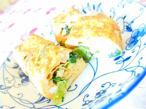 ❤竹輪と小松菜とチーズの卵焼き❤